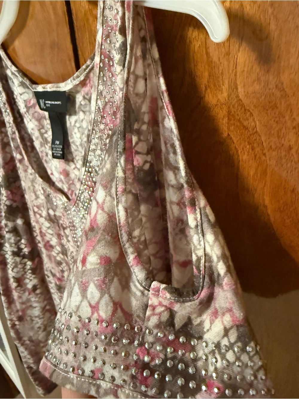 INC International Concepts Pink Taupe Patterned V-Neck Top - Picture 3 of 4